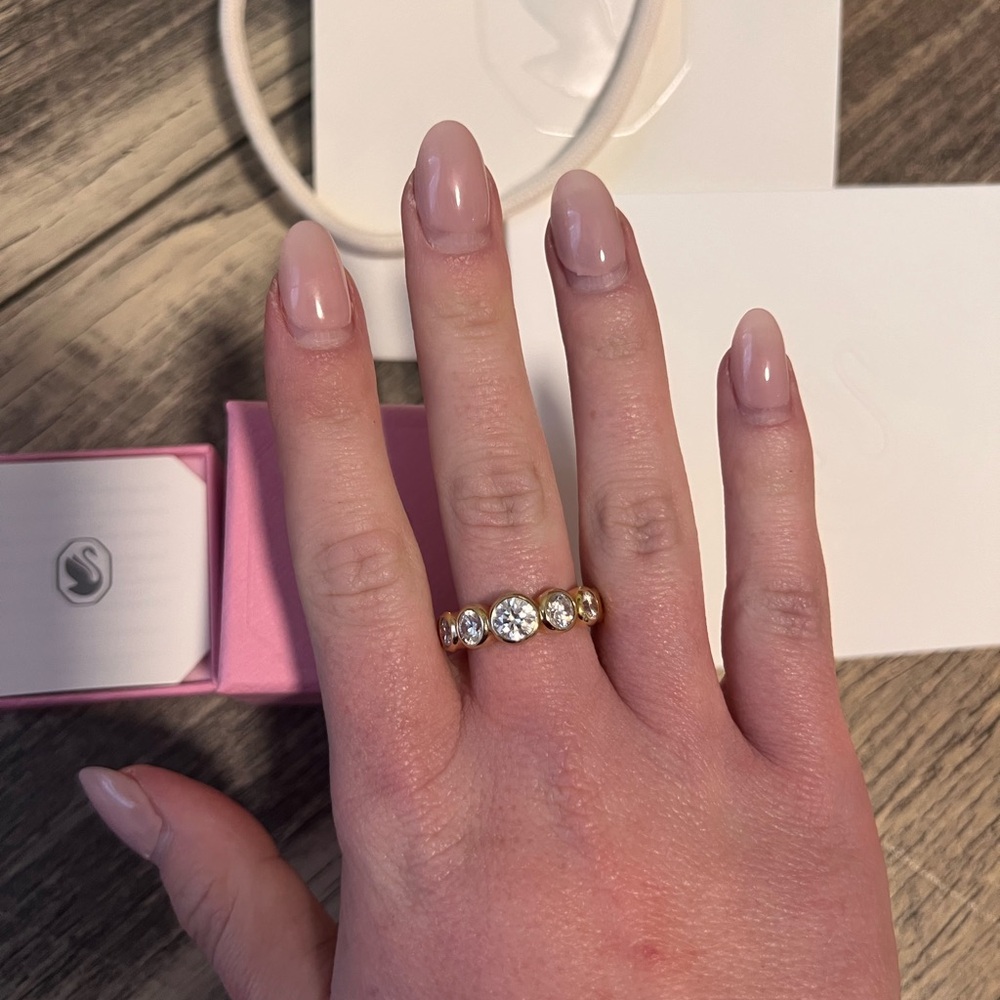 Swarovski Crystal Ring in Gold Tone - Picture 2 of 5